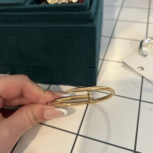 18K Gold Stainless Steel Nail Bangle Bracelet